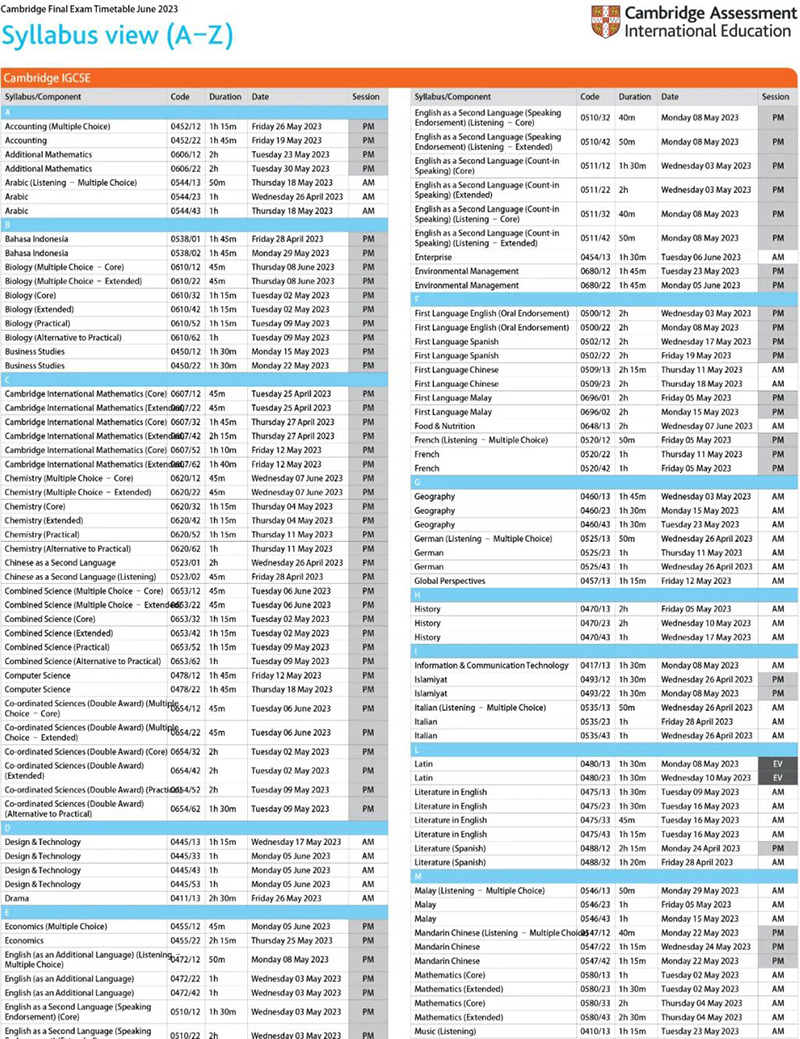 2023年IGCSE&A-Level夏季大考時(shí)間發(fā)布